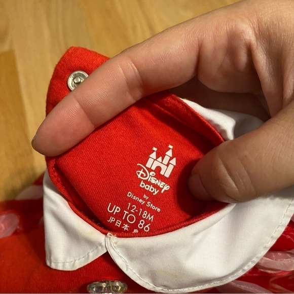 Disney Minnie Mouse Body Suit Costume 12-18 mos W/ Ears Headband Dress Red - Picture 5 of 6